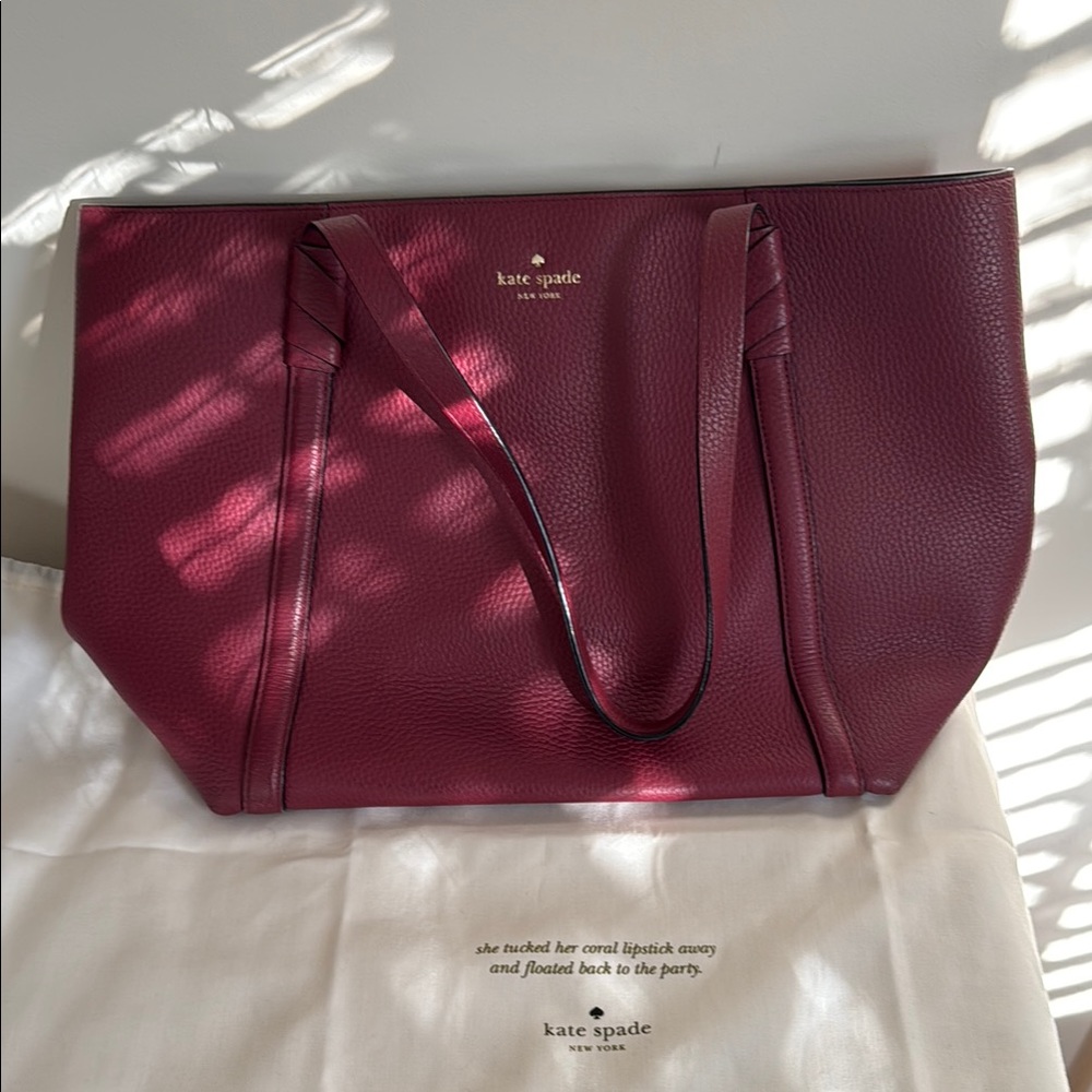 Kate Spade Red Tote with Textured Leather and Open Top